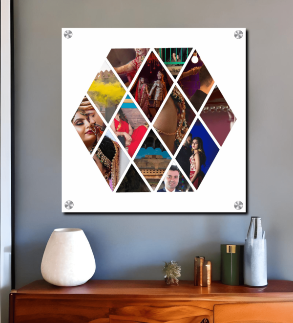 14 photo collage hexagon shape acrylic wall photo  Wall Decor Gift Family Photo Collage