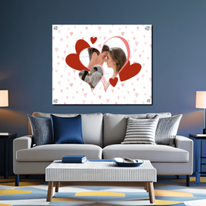 2 Picture Heart Shape Red And Pink Couple Photo Collage For Gifting  Acrylic Photo Frame