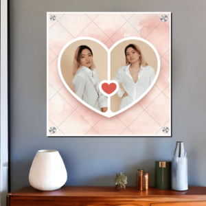 2 Picture White and Pink Heart-Shaped Couple Photo Collage  Acrylic Photo Frame