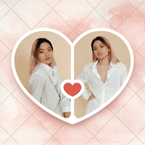 2 Picture White and Pink Heart-Shaped Couple Photo Collage | Acrylic Photo Frame For Gifting