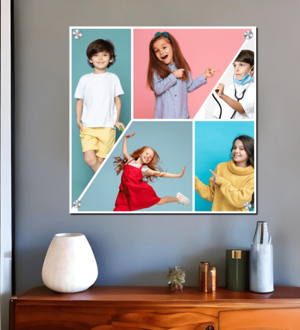 5 Picture Baby Birthday Photo Collage Simple Design Frame  Picture Collage Acrylic Print