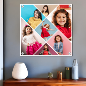 7 Kids Picture Collage Diagonal Shape Acrylic Photo Frame Birthday Gifting