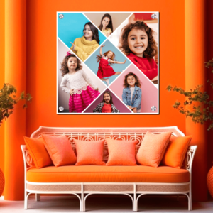 7 Kids Picture Collage Diagonal Shape Acrylic Photo Frame Birthday Gifting Pic Collage