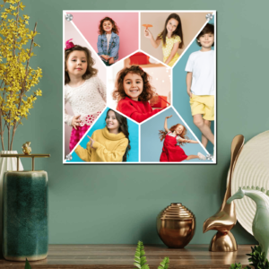 7 Photo Hexagon in Middle Shape Kids Photo Collage Frame  Picture Collage Acrylic Print