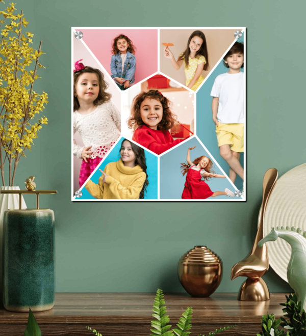 7 Photo Hexagon in Middle Shape Kids Photo Collage Frame  Picture Collage Acrylic Print