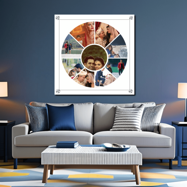 9 Photo Round Shape Collage Acrylic Wall Photo For Gifting  Wall Decor Photo