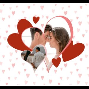 2 Picture Heart Shape Red & Pink Couple Photo Collage Frame For Wall Decor, Living Room & Gifting 5 2 Picture Heart Shape Red And Pink Couple Photo Collage Frame For Gifting