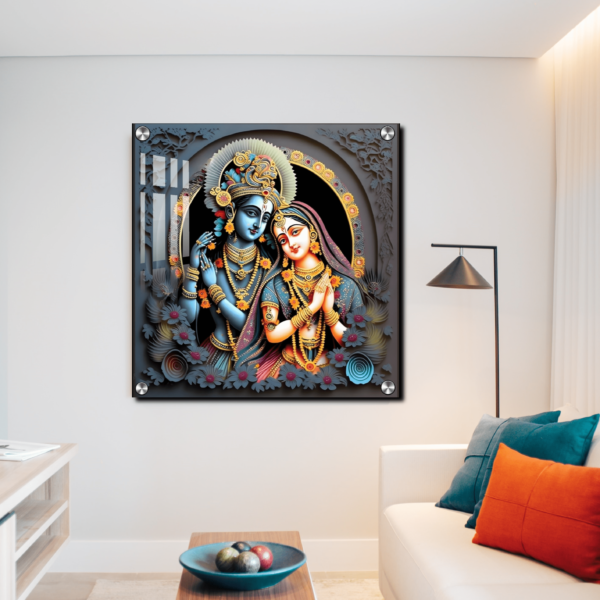 Lord Radha Krishna Acrylic wall painting  photo Frame Gifts for housewarming