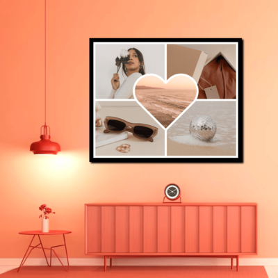 Photo Frame 5 Picture Heart Shape Photo Collage For Gifting  Photo Frame Wall Decor