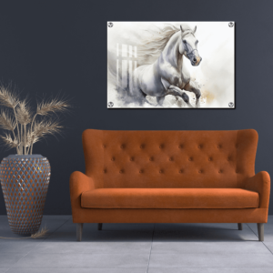 White Horse Acrylic Wall Art Painting | Best Gifts For House Warming Ceremony Wall Photo