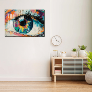 White & Blue Eyes Acrylic Painting Wall Art Best Housewarming Gifts | Acrylic Photo Frame Wall Decor