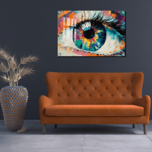 White & Blue Eyes Acrylic Painting Wall Art Best Housewarming Gifts | Acrylic Photo Frame Wall Decor