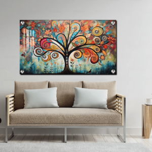 Abstract Tree Painting Acrylic Wall Art Griha Pravesh gift ideas | Best Gifts For House Warming Ceremony Wall Photo