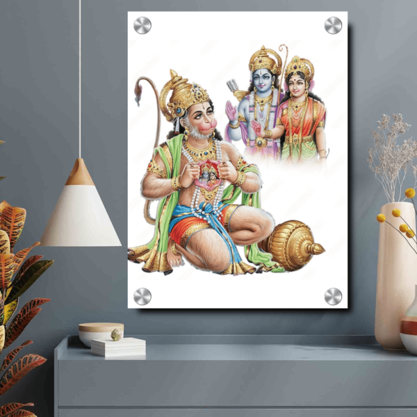 Hanuman Ji With Lord Ram Ji Acrylic Photo Wall Art Housewarming Gifts | Lord Hanuman Ji Wall Hanging Photo