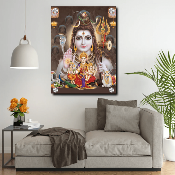 Lord Shiva Parvati Family Photo Acrylic Painting Wall Hanging Housewarming Gifts | Lord Shiva Ji Wall Hanging Photo