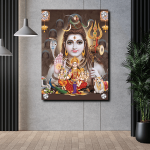 Lord Shiva Parvati Family Photo Acrylic Painting Wall Hanging Housewarming Gifts | Lord Shiva Ji Wall Hanging Photo