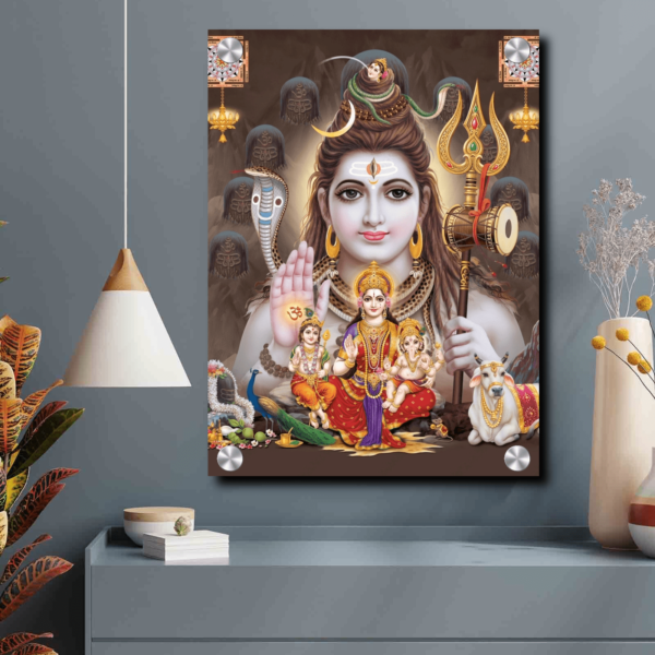 Lord Shiva Parvati Family Photo Acrylic Painting Wall Hanging Housewarming Gifts | Lord Shiva Ji Wall Hanging Photo