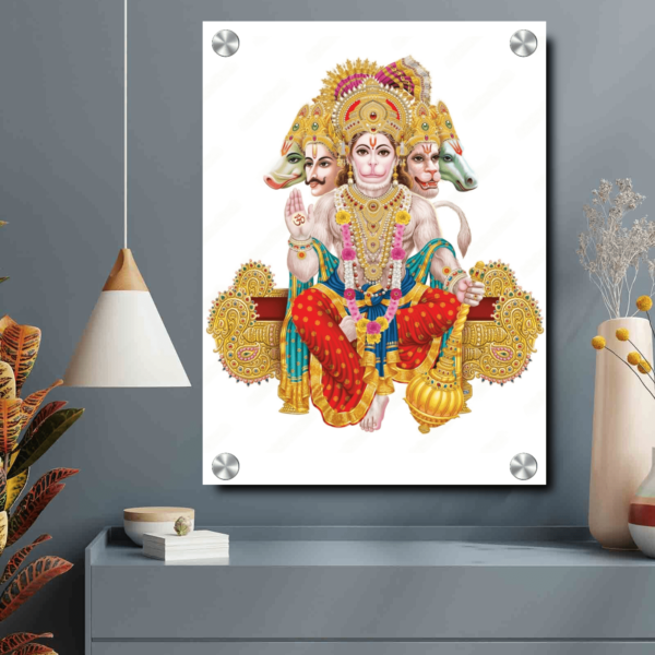 Panchmukhi Hanuman Ji Acrylic Photo Wall Art Housewarming Gifts | Lord Hanuman Ji Wall Hanging Photo