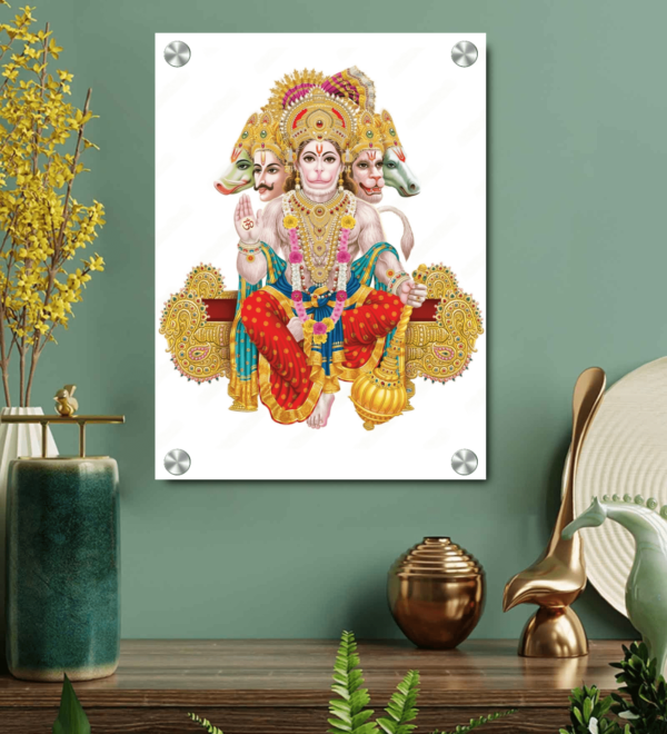 Panchmukhi Hanuman Ji Acrylic Photo Wall Art Housewarming Gifts | Lord Hanuman Ji Wall Hanging Photo