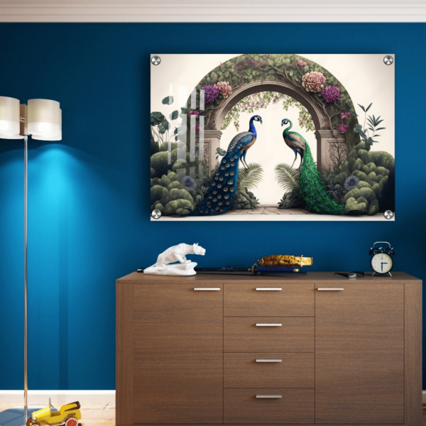 peacock pair acrylic painting wall decor housewarming gift ideas