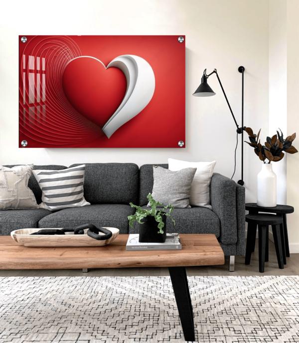 Red Heart Shape Acrylic Wall Photo Gift Ideas For House Warming Ceremony | Best Gift For Anniversary Wall Decor Photo