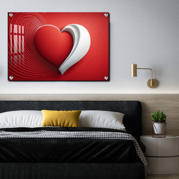 Red Heart Shape Acrylic Wall Photo Gift Ideas For House Warming Ceremony | Best Gift For Anniversary Wall Decor Photo