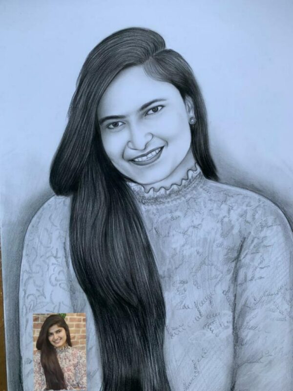 Hand made pencil sketch portrait buy online