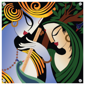 Lord Radha Krishna with Flute Modern Art Painting | Radha Krishna Painting Acrylic Wall Photo 10 Acrylic Photo Frame Lord Radha Krishna with flute Acrylic Painting Photo . Lord Krishna playing bansuri (flute) with Radha rani