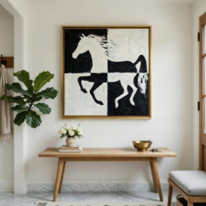 Black And White Horse Painting On Canvas 100% Handmade Wall Art For Home Decor 17 Black And White Horse Painting On Canvas Handmade Wall Art For Home Decor