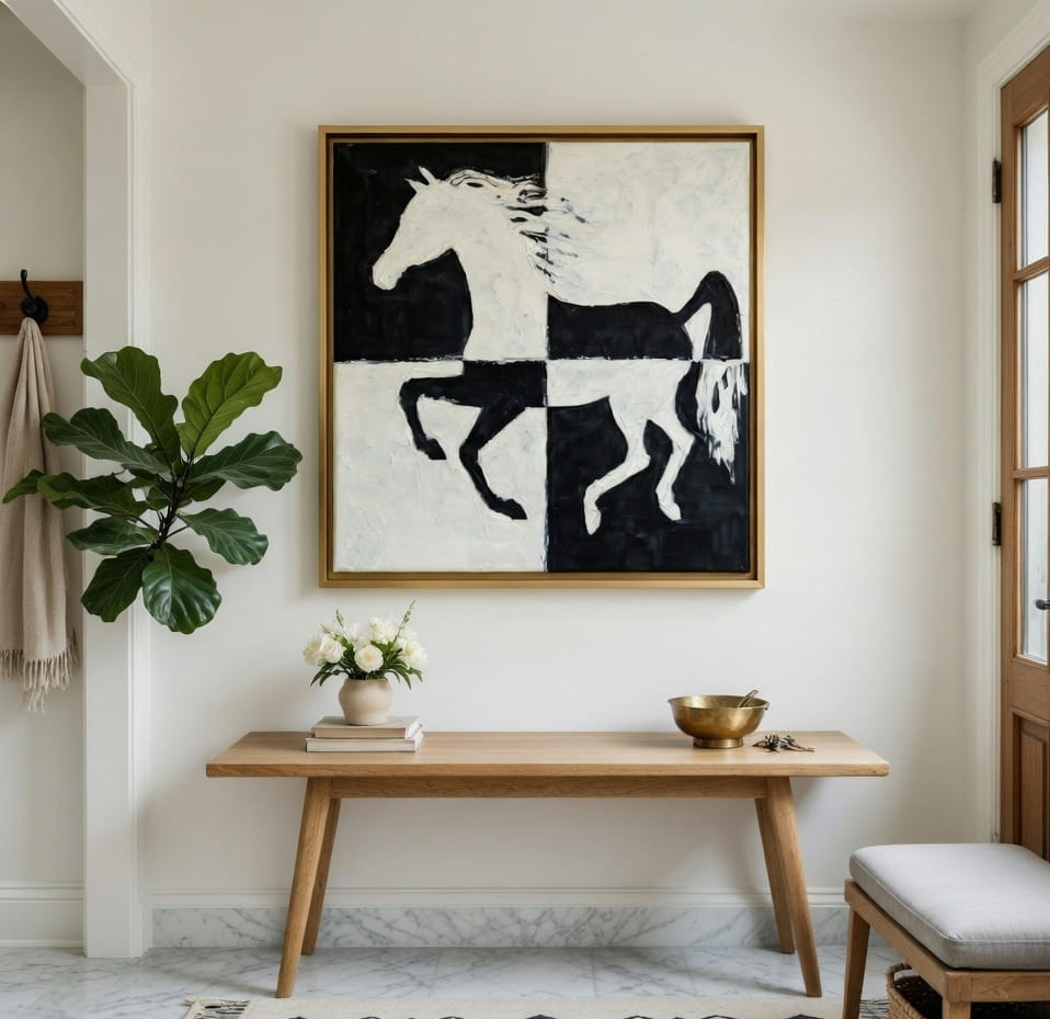Black And White Horse Painting On Canvas 100% Handmade Wall Art For Home Decor 6 Black And White Horse Painting On Canvas Handmade Wall Art For Home Decor