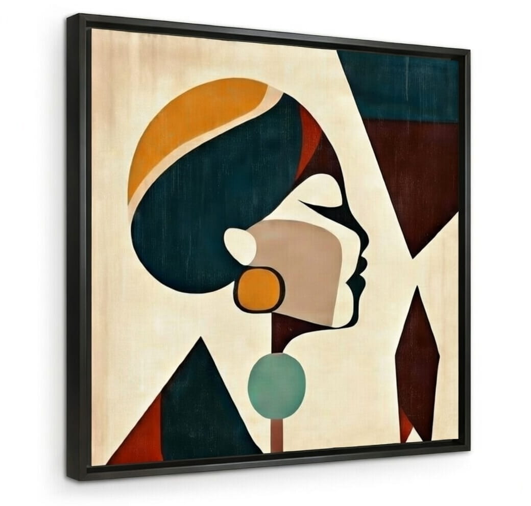 100% Hand Made Abstract Canvas Wall Painting Modern Art Woman Face | Wall Decor & Gift For Housewarming 4 Hand Made Canvas Wall Painting Modern Abstract Woman face in black frame