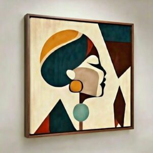100% Hand Made Abstract Canvas Wall Painting Modern Art Woman Face | Wall Decor & Gift For Housewarming 12 Hand Made Canvas Wall Painting Modern Abstract Woman face in brown frame