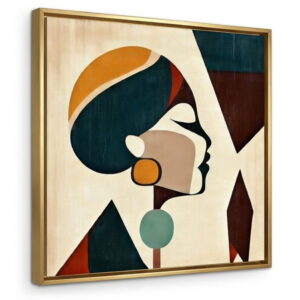 100% Hand Made Abstract Canvas Wall Painting Modern Art Woman Face | Wall Decor & Gift For Housewarming 14 Hand Made Canvas Wall Painting Modern Abstract Woman face in golden frame
