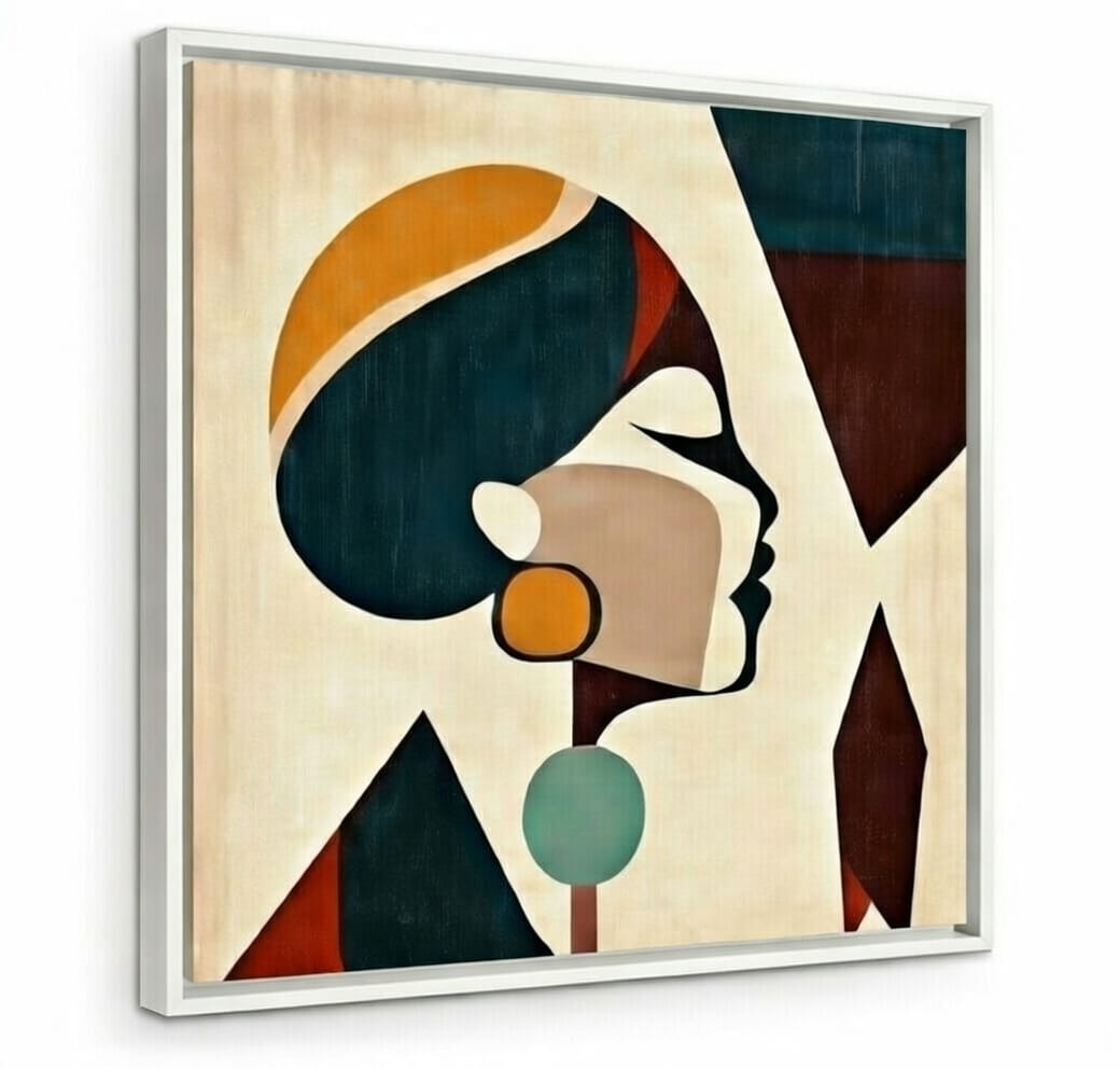 100% Hand Made Abstract Canvas Wall Painting Modern Art Woman Face | Wall Decor & Gift For Housewarming 8 Hand Made Canvas Wall Painting Modern Abstract Woman face in white frame