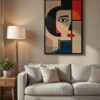 Hand Made Geometric Art Canvas Wall Painting Woman Face A Painting Gift For Housewarming 1 Geometric Art Canvas Wall Painting A large abstract canvas painting for living room-geometric abstract art painting