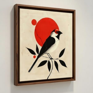 100% Hand Made Modern Bird Art Canvas Wall Painting | Wall Decoration & Gift For Housewarming 13 Hand Made Modern Bird Art Canvas Wall Painting in brown frame