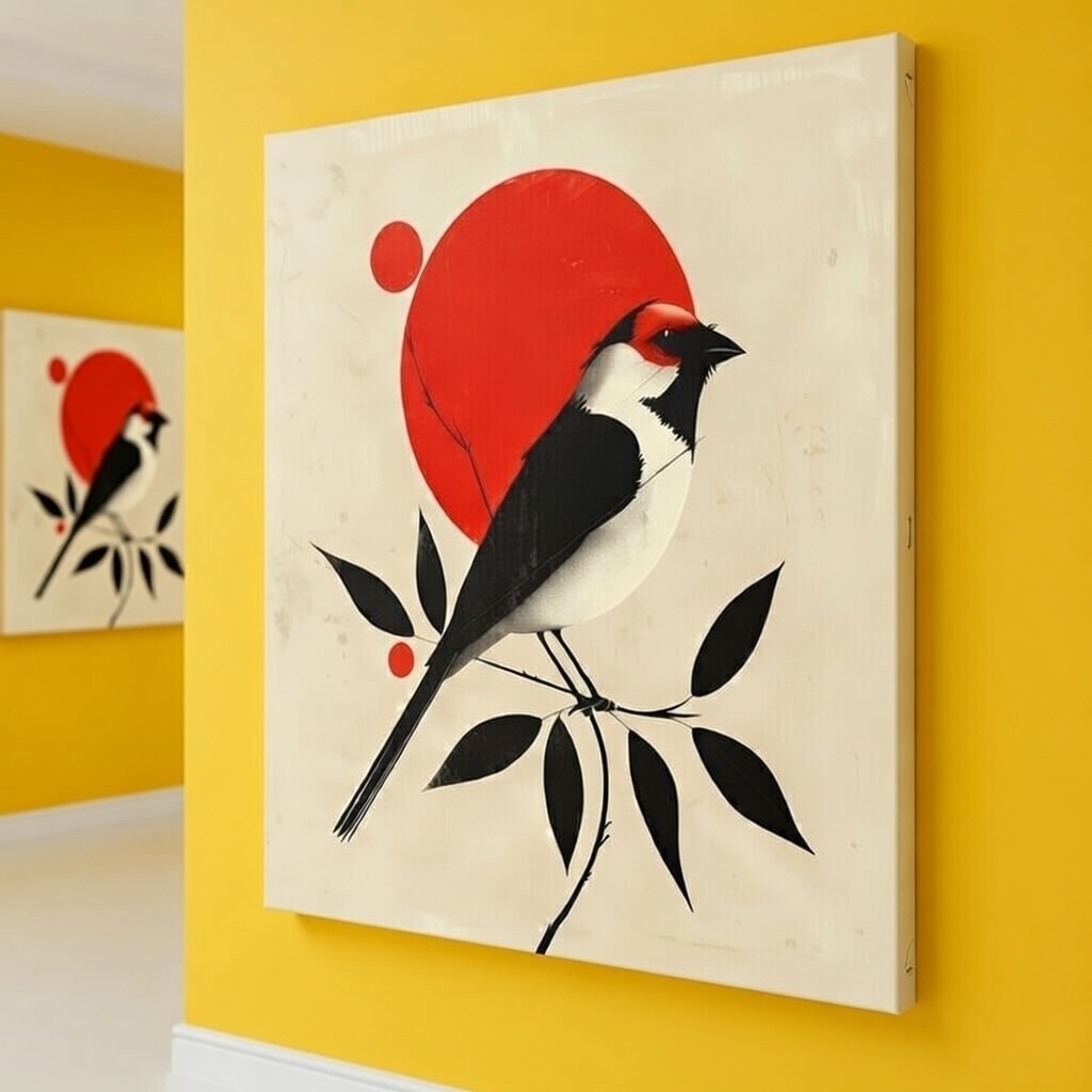100% Hand Made Modern Bird Art Canvas Wall Painting | Wall Decoration & Gift For Housewarming 3 100% Hand Made Modern Bird Art Canvas Wall Painting | Wall Decoration & Gift For Housewarming - Image 2