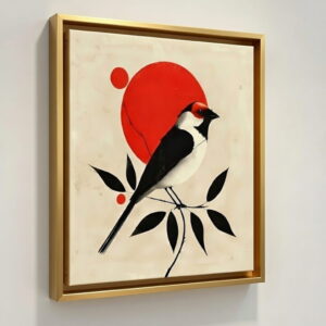 100% Hand Made Modern Bird Art Canvas Wall Painting | Wall Decoration & Gift For Housewarming 15 Hand Made Modern Bird Art Canvas Wall Painting in golden frame