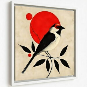 100% Hand Made Modern Bird Art Canvas Wall Painting | Wall Decoration & Gift For Housewarming 16 Hand Made Modern Bird Art Canvas Wall Painting in white frame