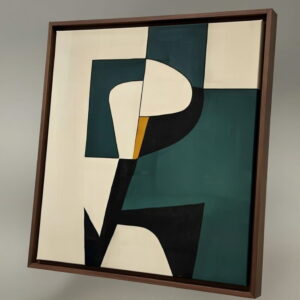 Handmade Abstract Geometric Modern canvas painting in brown frame