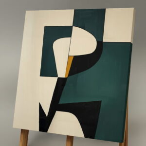 Handmade Abstract Geometric Modern canvas painting in stretched canvas frame