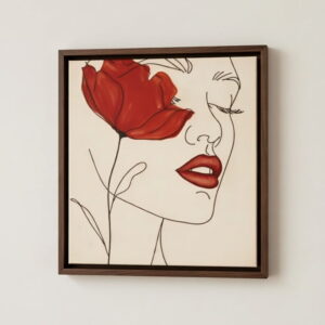 100% Handmade Canvas Wall Painting Floral Line Art Wall Canvas Modern minimalist | Wall Decor & Gift For Housewarming 15 Handmade Canvas Wall Painting Floral Line Art brown frame