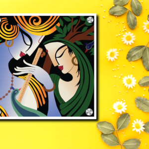 Lord Radha Krishna with Flute Modern Art Painting | Radha Krishna Painting Acrylic Wall Photo 11 Lord Radha Krishna with flute Acrylic Painting Photo . Lord Krishna playing bansuri (flute) with Radha rani painting