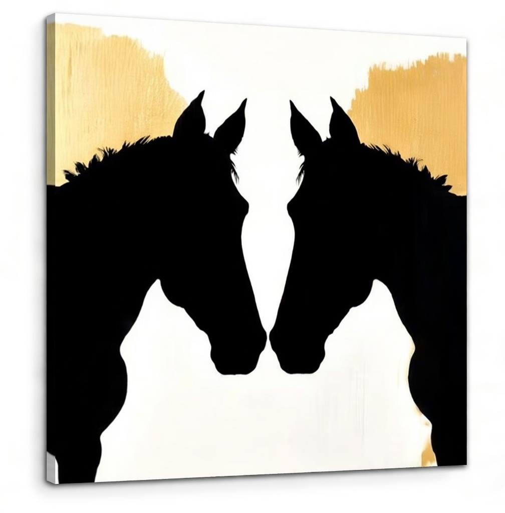 Modern Horse Silhouette 100% Hand Made Canvas Wall Painting For Home, Wall Decoration & Gift For Housewarming 2 Modern 2 Horse Silhouette Hand Made Canvas Wall Painting For Home