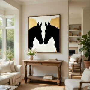 Modern Horse Silhouette 100% Handmade Horse Painting On Canvas | Large Hand Painted Wall Art 17 Modern Horse Silhouette 100% Handmade Horse Painting On Canvas