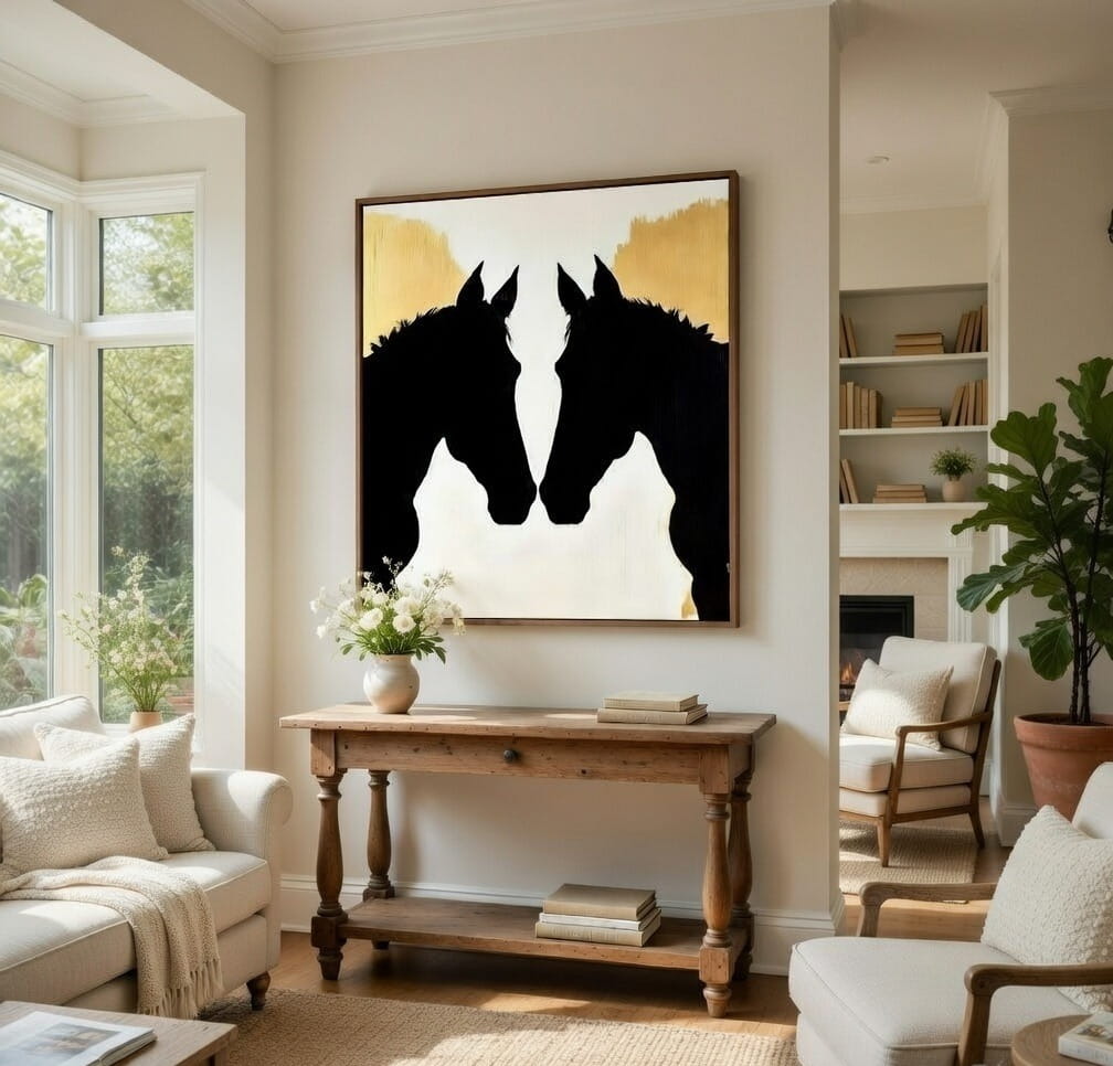 Modern Horse Silhouette 100% Handmade Horse Painting On Canvas | Large Hand Painted Wall Art 8 Modern Horse Silhouette 100% Handmade Horse Painting On Canvas