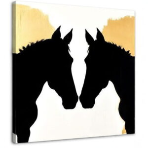 Modern Horse Silhouette Hand Made Canvas Wall Painting in canvas stretched