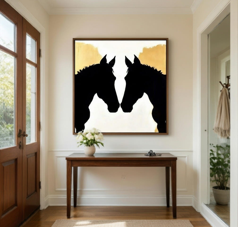 Modern Horse Silhouette 100% Handmade Horse Painting On Canvas | Large Hand Painted Wall Art 3 Modern Horse Silhouette Handmade Horse Painting On Canvas