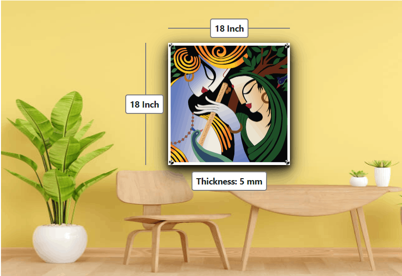 Lord Radha Krishna with Flute Modern Art Painting | Radha Krishna Painting Acrylic Wall Photo 7 Radha Krishna Painting Acrylic Wall Photo