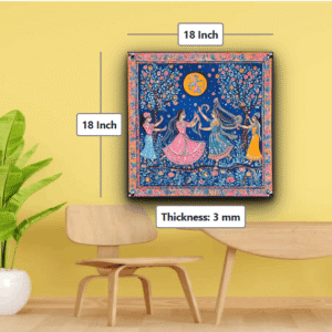 Radha Krishna Ras Leela Madhubani Painting On Acrylic